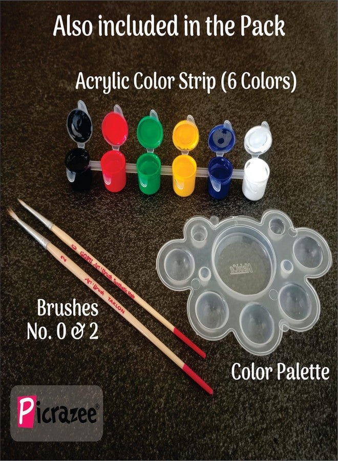 PICRAZEE DIY Art & Craft Wooden Painting Kit for Kids | 4 Premaked Ganesha MDF Board Painting Set with 6 Colors, 2 Brushes, Palette and Stands | Drawing & Coloring Activity Set for Home, and Gifting - Image 5